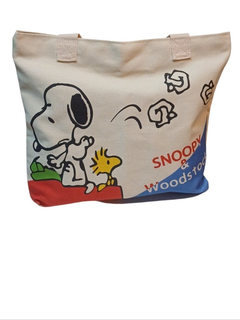 Peanuts -NWT Snoopy & Woodstock,Ladies Lg Canvas Tote Bag,2 inside Pockets, 14"W - Picture 2 of 15